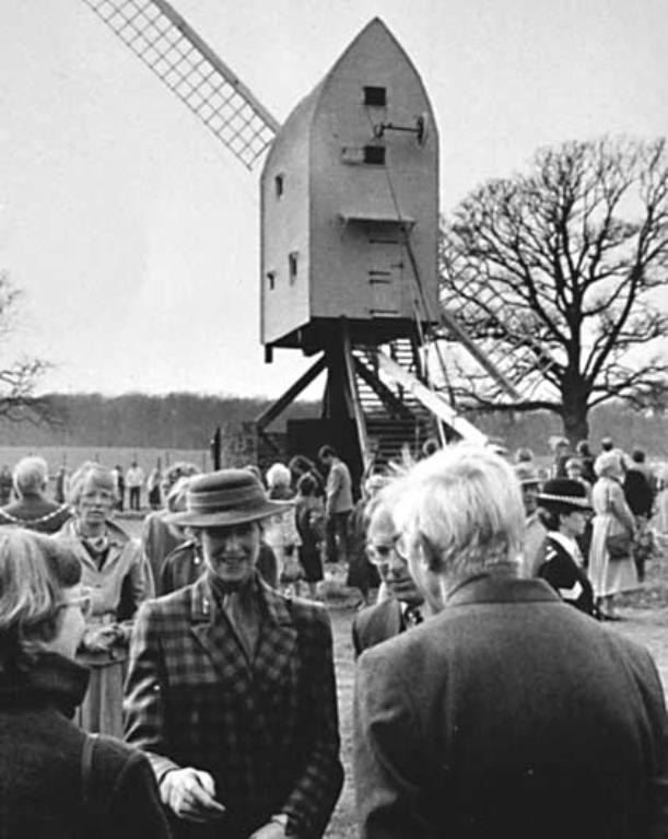 Princess Alexandra at the mill at it's reopening in 1990